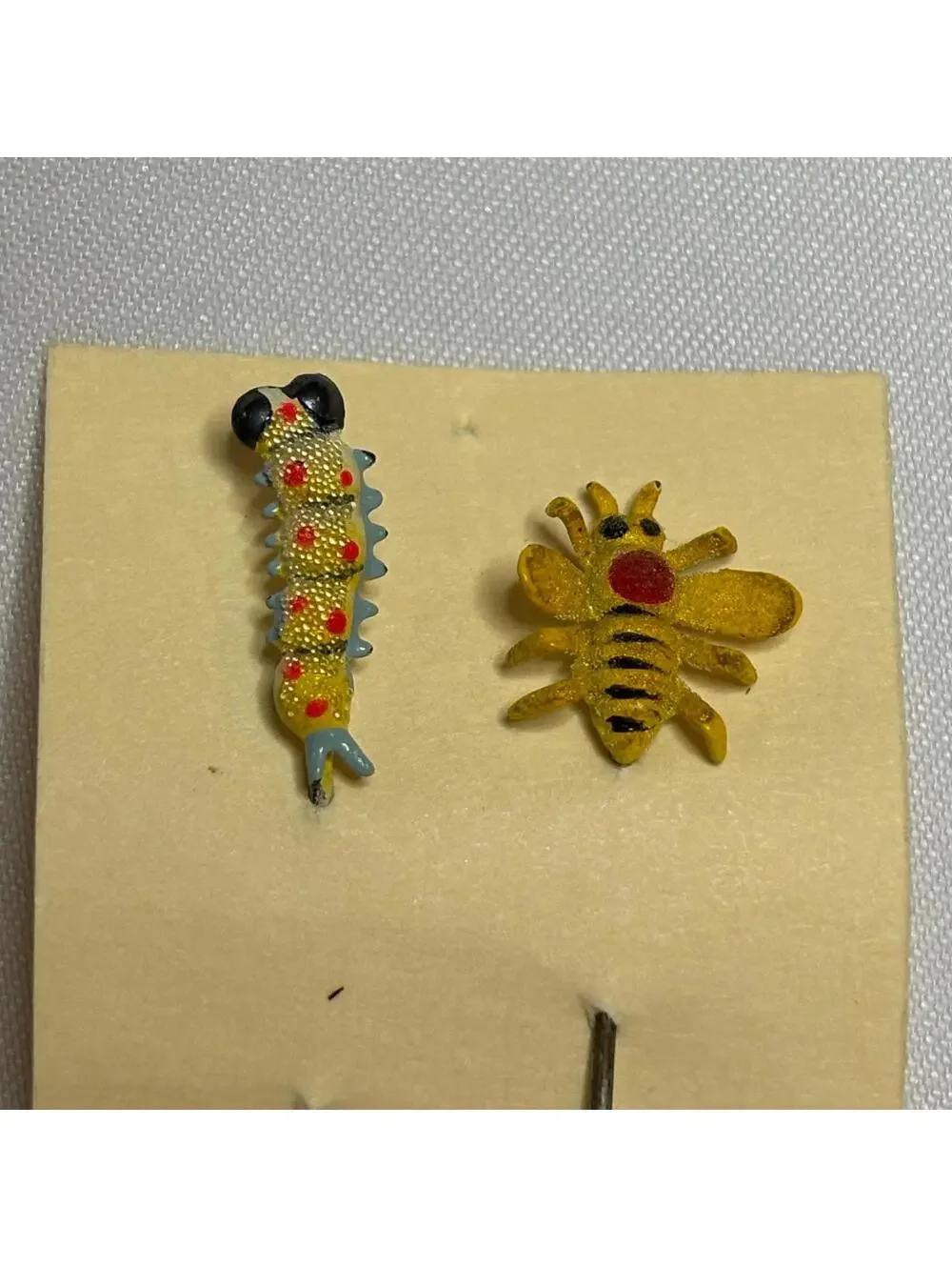 Cute Vintage Bug Straight Pins: Caterpillar & Bee